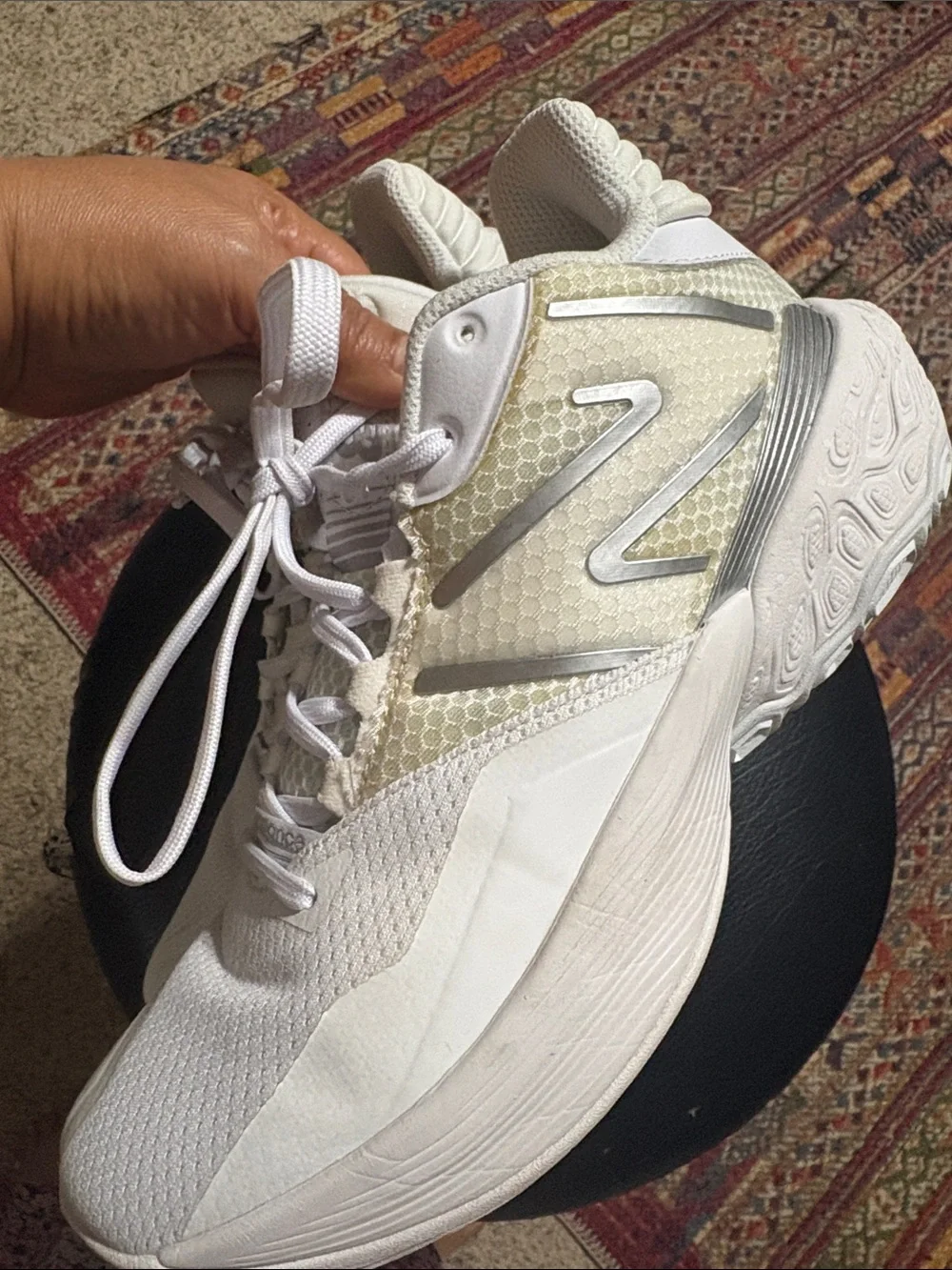 New Balance Women's White and Cream basketball Athletic Sneakers Unisex.